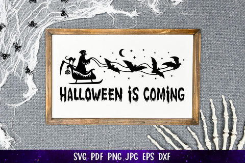 Halloween Is Coming SVG | Halloween Sleigh with Death, Bats SVG goodfox86 