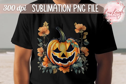 Halloween Jack O Lantern T-shirt PNG Sublimation Luvleigh Digitals 