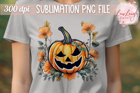 Halloween Jack O Lantern T-shirt PNG Sublimation Luvleigh Digitals 