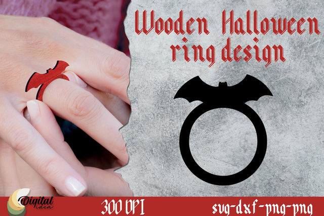 Halloween Jewelry lasercut. Bat ring SVG. Finger ring SVG Evgenyia Guschina 