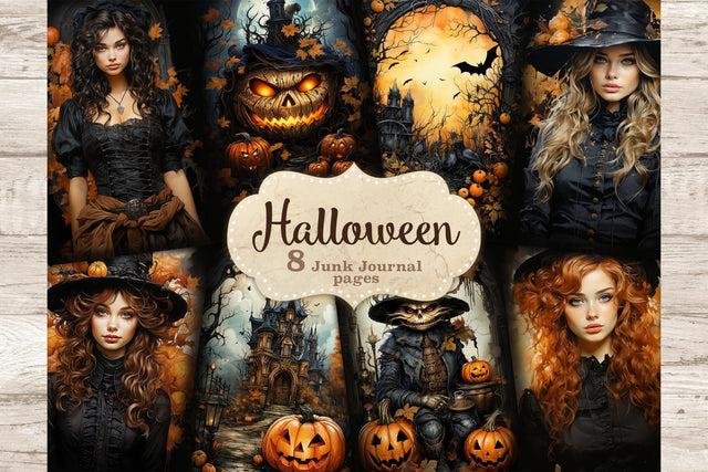 Halloween Junk Journal Pages | Vintage Picture Collage SVG GlamArtZhanna 