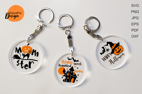 Halloween Keychain Bundle SVG. Acrylic Keychain SVG. SVG Klava P 