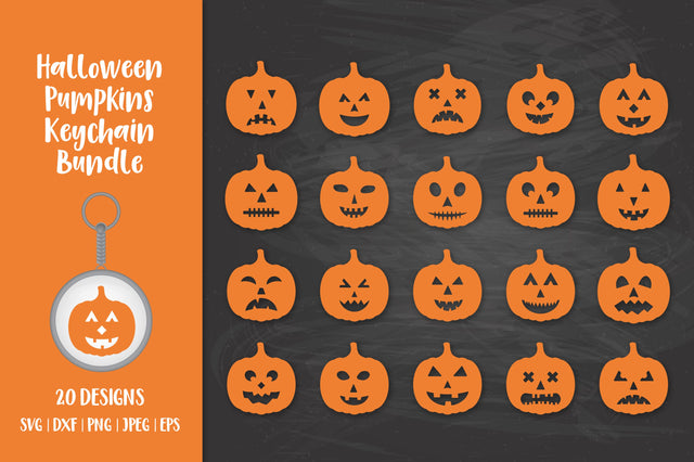 Halloween keychain bundle SVG. Halloween pumpkins keychains SVG LaBelezoka 
