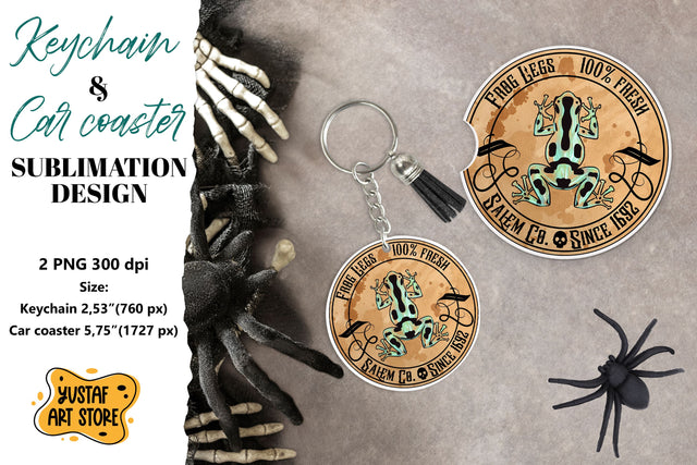 Halloween Keychain. Halloween Car coaster. Halloween label Sublimation Yustaf Art Store 