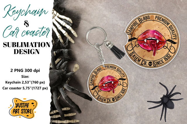 Halloween Keychain. Halloween Car coaster. Halloween label Sublimation Yustaf Art Store 