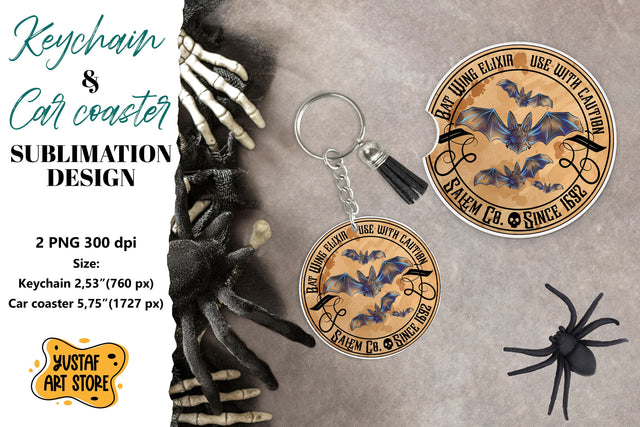 Halloween Keychain. Halloween Car coaster. Halloween label Sublimation Yustaf Art Store 