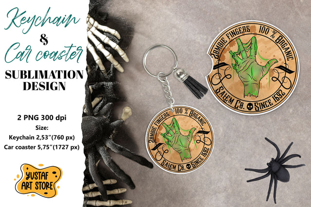 Halloween Keychain. Halloween Car coaster. Halloween label Sublimation Yustaf Art Store 