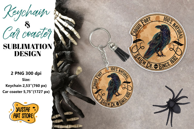 Halloween Keychain. Halloween Car coaster. Halloween label Sublimation Yustaf Art Store 