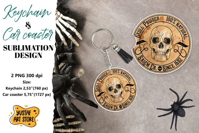Halloween Keychain. Halloween Car coaster. Halloween label Sublimation Yustaf Art Store 