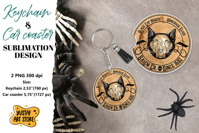 Halloween Keychain. Halloween Car coaster. Halloween label Sublimation Yustaf Art Store 