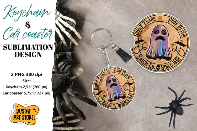 Halloween Keychain. Halloween Car coaster. Halloween label Sublimation Yustaf Art Store 
