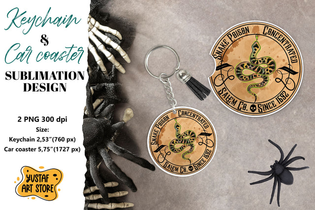 Halloween Keychain. Halloween Car coaster. Halloween label Sublimation Yustaf Art Store 