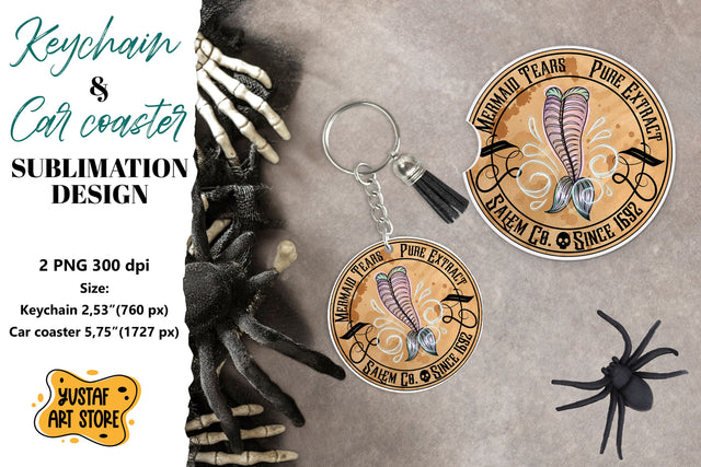 Halloween Keychain. Halloween Car coaster. Halloween label Sublimation Yustaf Art Store 