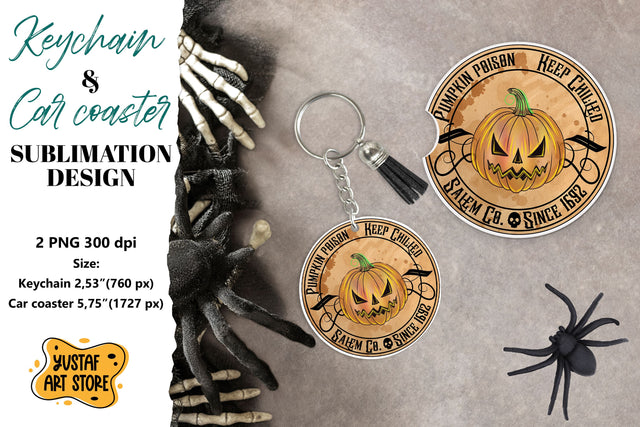 Halloween Keychain. Halloween Car coaster. Halloween label Sublimation Yustaf Art Store 