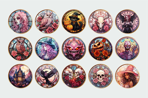 Halloween Keychain Sublimation Bundle, Stained Glass Style Sublimation OrangeBrushStudio 