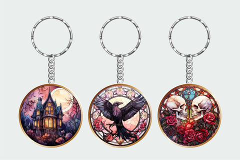 Halloween Keychain Sublimation Bundle, Stained Glass Style Sublimation OrangeBrushStudio 