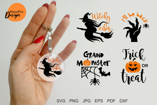 Halloween Keychain SVG. Round Acrylic Keychain SVG Klava P 
