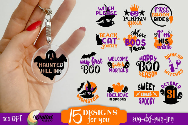 Halloween Keychains Bundle SVG. Halloween round SVG SVG Evgenyia Guschina 
