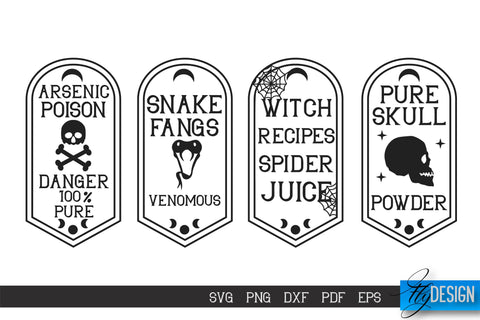 Halloween Labels SVG Bundle | Potion Labels | Vintage Bottle Labels | Halloween Apothecary Labels v.2 SVG Fly Design 