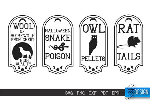 Halloween Labels SVG Bundle | Potion Labels | Vintage Bottle Labels | Halloween Apothecary Labels v.2 SVG Fly Design 