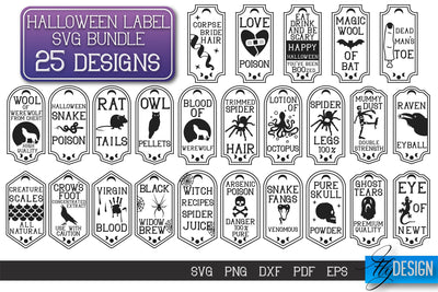 Halloween Labels SVG Bundle | Potion Labels | Vintage Bottle Labels | Halloween Apothecary Labels v.2 SVG Fly Design 