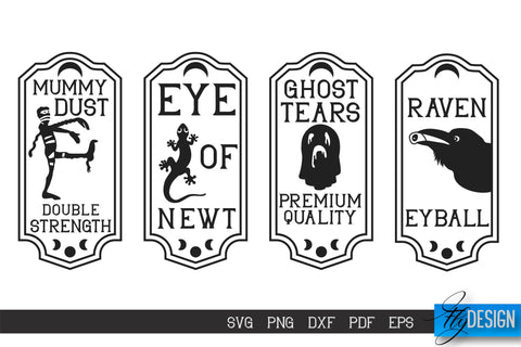 Halloween Labels SVG Bundle | Potion Labels | Vintage Bottle Labels | Halloween Apothecary Labels v.2 SVG Fly Design 