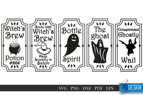 Halloween Labels SVG | Potion Labels | Vintage Bottle Labels | Halloween Apothecary Labels v.1 SVG Fly Design 
