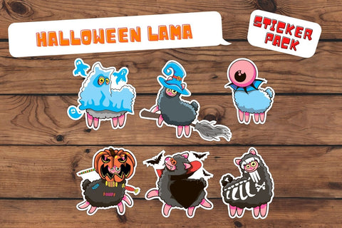 Halloween Lama Stickers Sublimation SvgOcean 