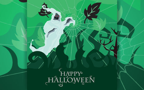 Halloween landscape with ghostly figure and cemetery SVG naemmiah021 