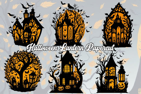 Halloween Lantern Papercut Bundle Sublimation Creativeart88 