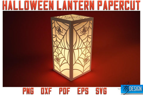 Halloween Lantern Papercut SVG | Halloween Lantern SVG | Night Light Design SVG Fly Design 