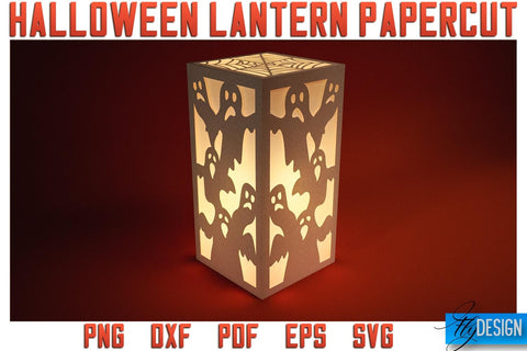 Halloween Lantern Papercut SVG | Halloween Lantern SVG | Night Light Design SVG Fly Design 