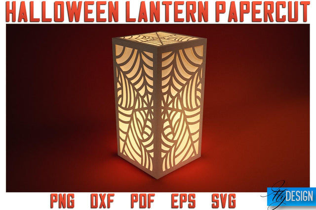 Halloween Lantern Papercut SVG | Halloween Lantern SVG | Night Light Design SVG Fly Design 