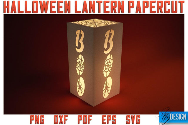 Halloween Lantern Papercut SVG | Halloween Lantern SVG | Night Light Design SVG Fly Design 
