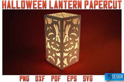 Halloween Lantern Papercut SVG | Halloween Lantern SVG | Night Light Design SVG Fly Design 