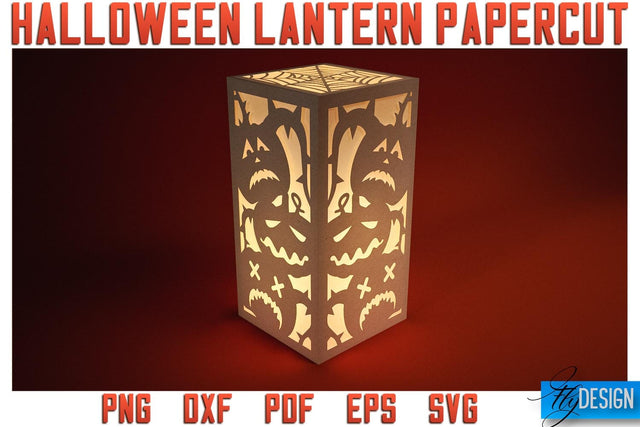 Halloween Lantern Papercut SVG | Halloween Lantern SVG | Night Light Design SVG Fly Design 