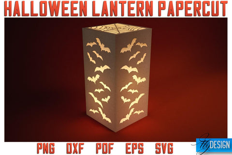 Halloween Lantern Papercut SVG | Halloween Lantern SVG | Night Light Design SVG Fly Design 