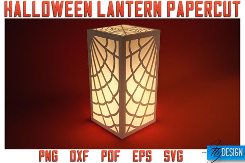 Halloween Lantern Papercut SVG | Halloween Lantern SVG | Night Light Design SVG Fly Design 