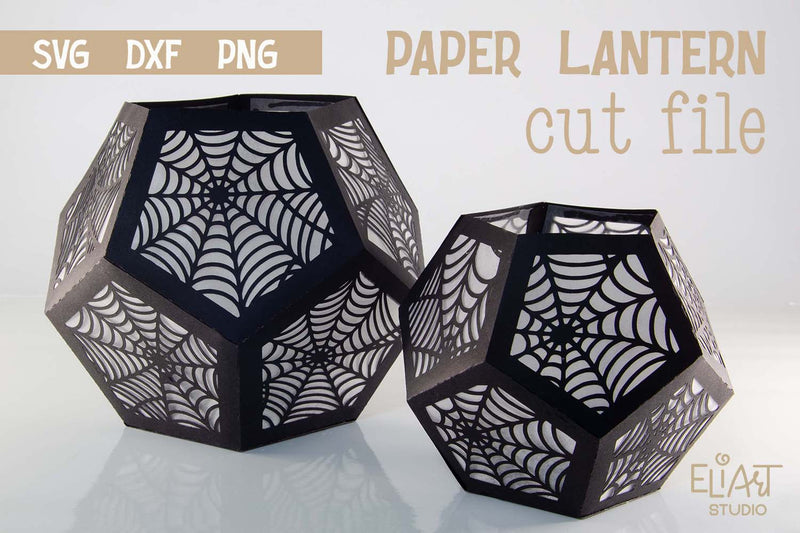 Halloween Lantern SVG, 3d Paper SVG Lantern, Spider Web Led Candle Holder. 3D Paper Elinorka 
