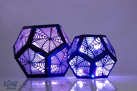 Halloween Lantern SVG, 3d Paper SVG Lantern, Spider Web Led Candle Holder. 3D Paper Elinorka 