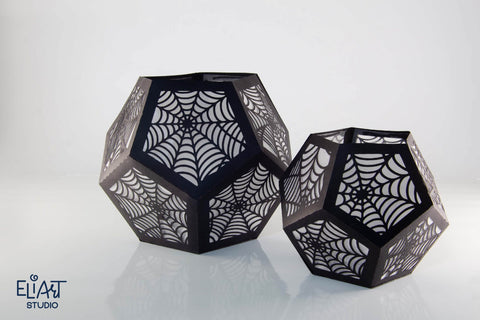 Halloween Lantern SVG, 3d Paper SVG Lantern, Spider Web Led Candle Holder. 3D Paper Elinorka 