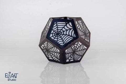 Halloween Lantern SVG, 3d Paper SVG Lantern, Spider Web Led Candle Holder. 3D Paper Elinorka 