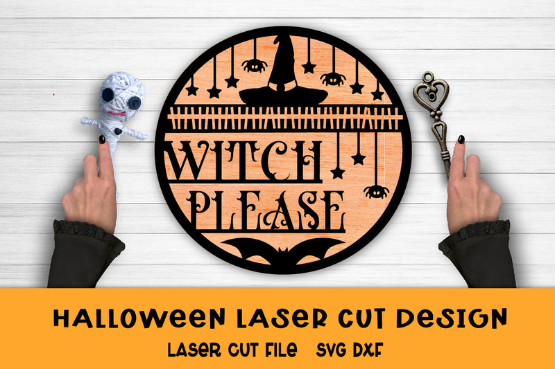 Halloween Laser Cut. Halloween SVG Cut File. Round Door Sign SVG Samaha Design 