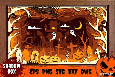 Halloween Layered Box SVG | Light box | Shadow box SVG SvgOcean 