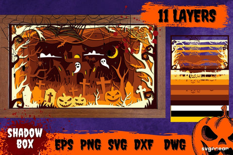 Halloween Layered Box SVG | Light box | Shadow box SVG SvgOcean 