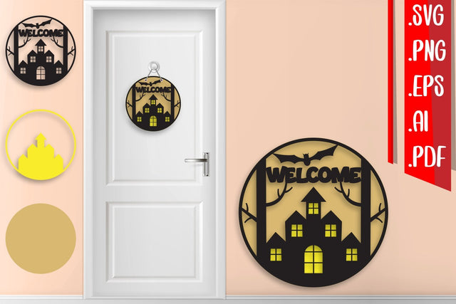 Halloween Layered Door Sign 10 SVG zafrans studio 