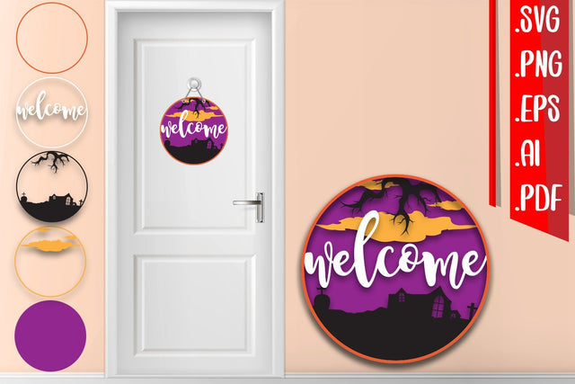 Halloween Layered Door Sign 2 SVG zafrans studio 