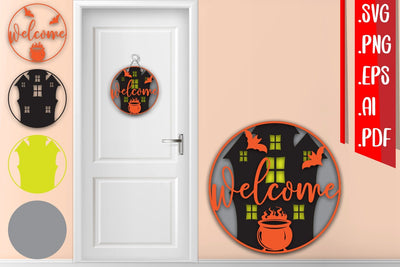 Halloween Layered Door Sign 3 SVG zafrans studio 