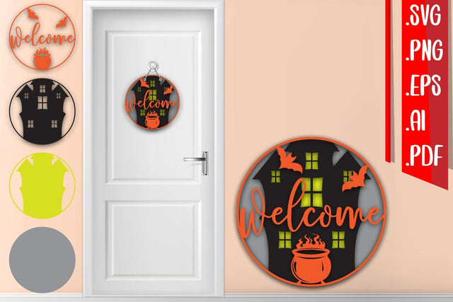 Halloween Layered Door Sign 3 SVG zafrans studio 