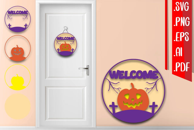 Halloween Layered Door Sign 4 SVG zafrans studio 